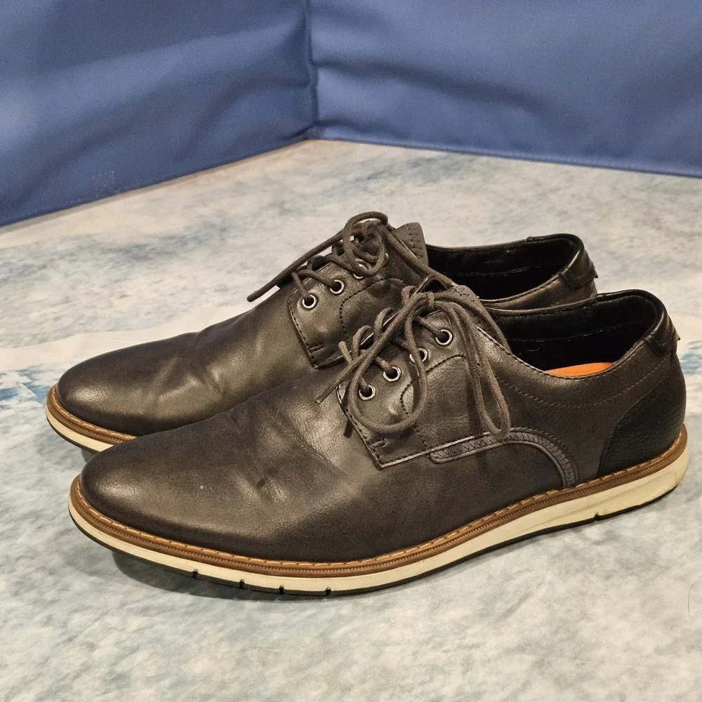 Men's Black Lace Up Dress Shoes Size 11.5 Casual Oxford Comfort Work Office